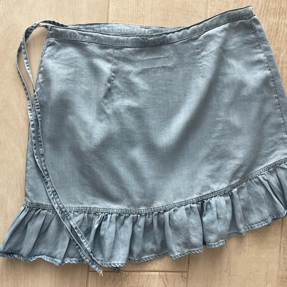 ASOS chambray wrap mini skirt UK size 14 (US 10) - Picture 3 of 4